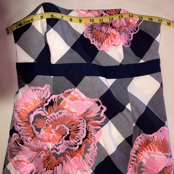 Vintage LILLY PULITZER Bowen Dress Gingham Embroidered Strapless Lined (6) - Picture 9 of 17